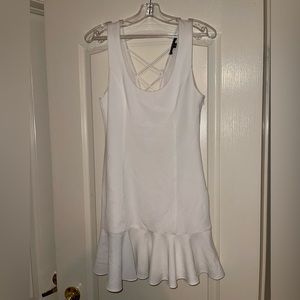 White fluted hem dress
